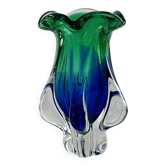 Futuristic retro Murano style thick glass vase.