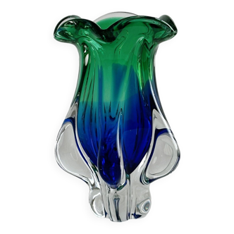 Futuristic retro Murano style thick glass vase.