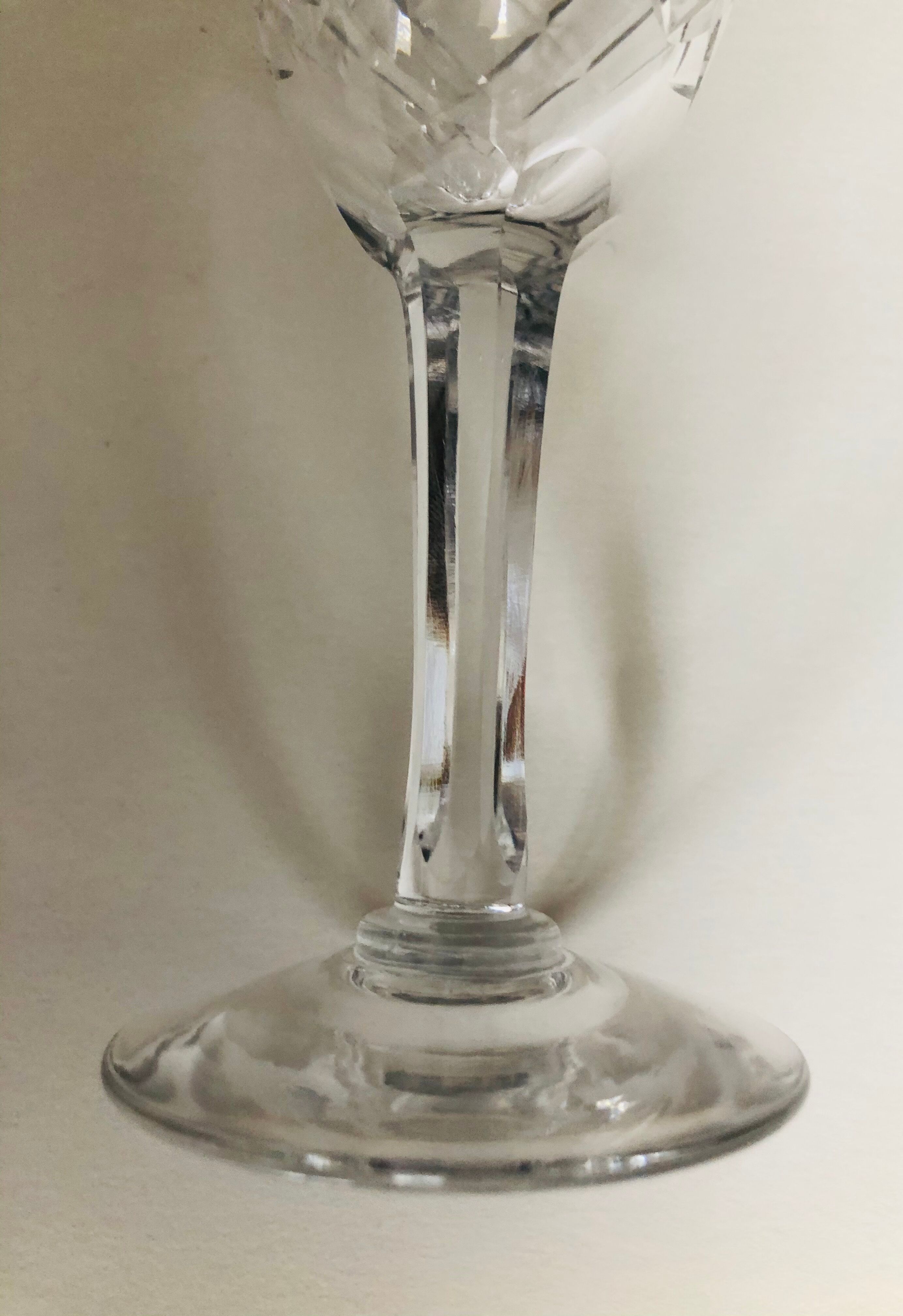 Set of six crystal port glasses from Lorraine