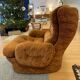Brown velvet armchair, space age, 70s