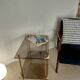 Table moderniste laiton et verre fumé-esprit galerie années 70