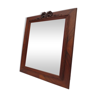 Rectangular mirror, fruit wood frame with roundel