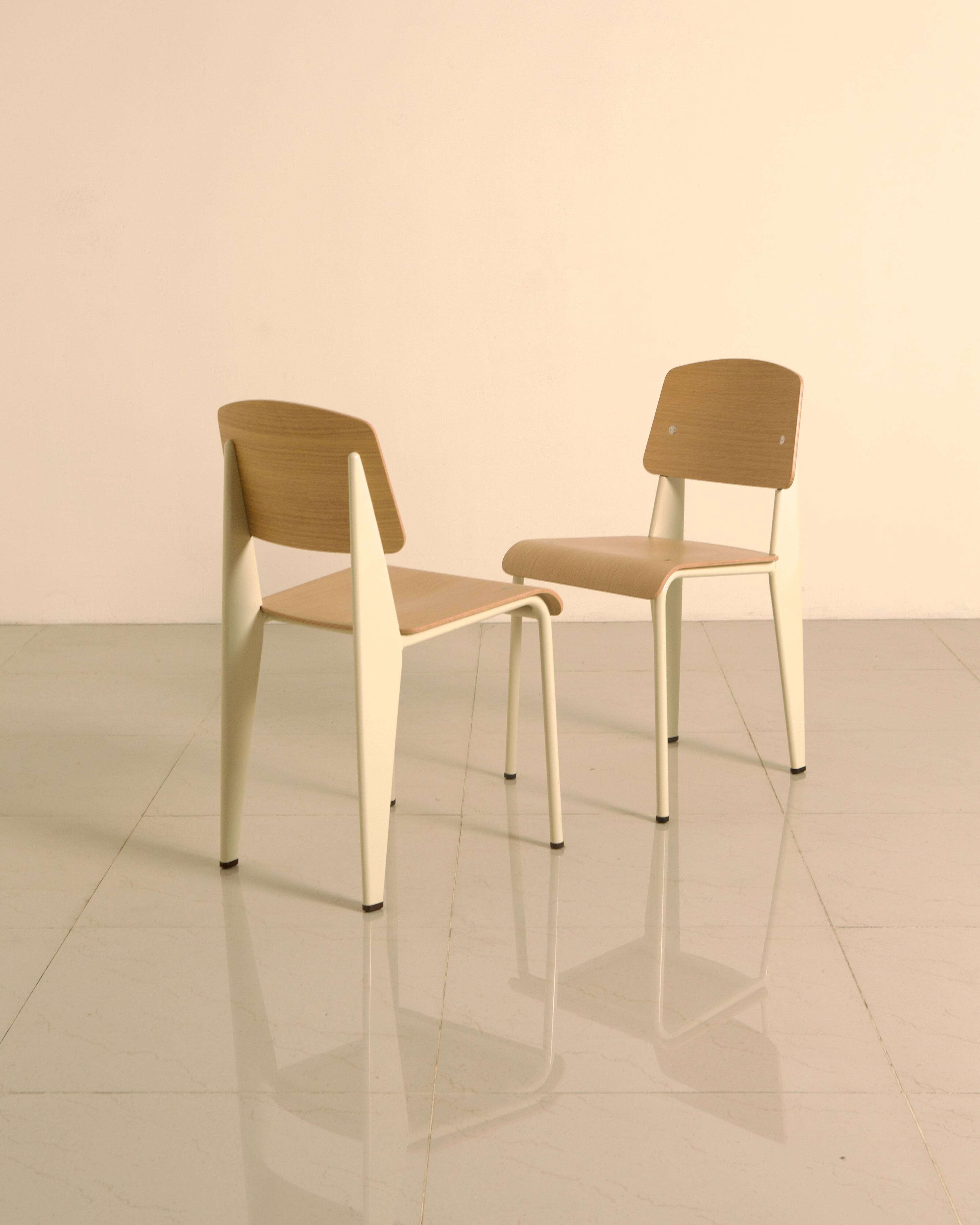 Set of 4 cream "Standard" chairs by Jean Prouvé for Vitra 00's