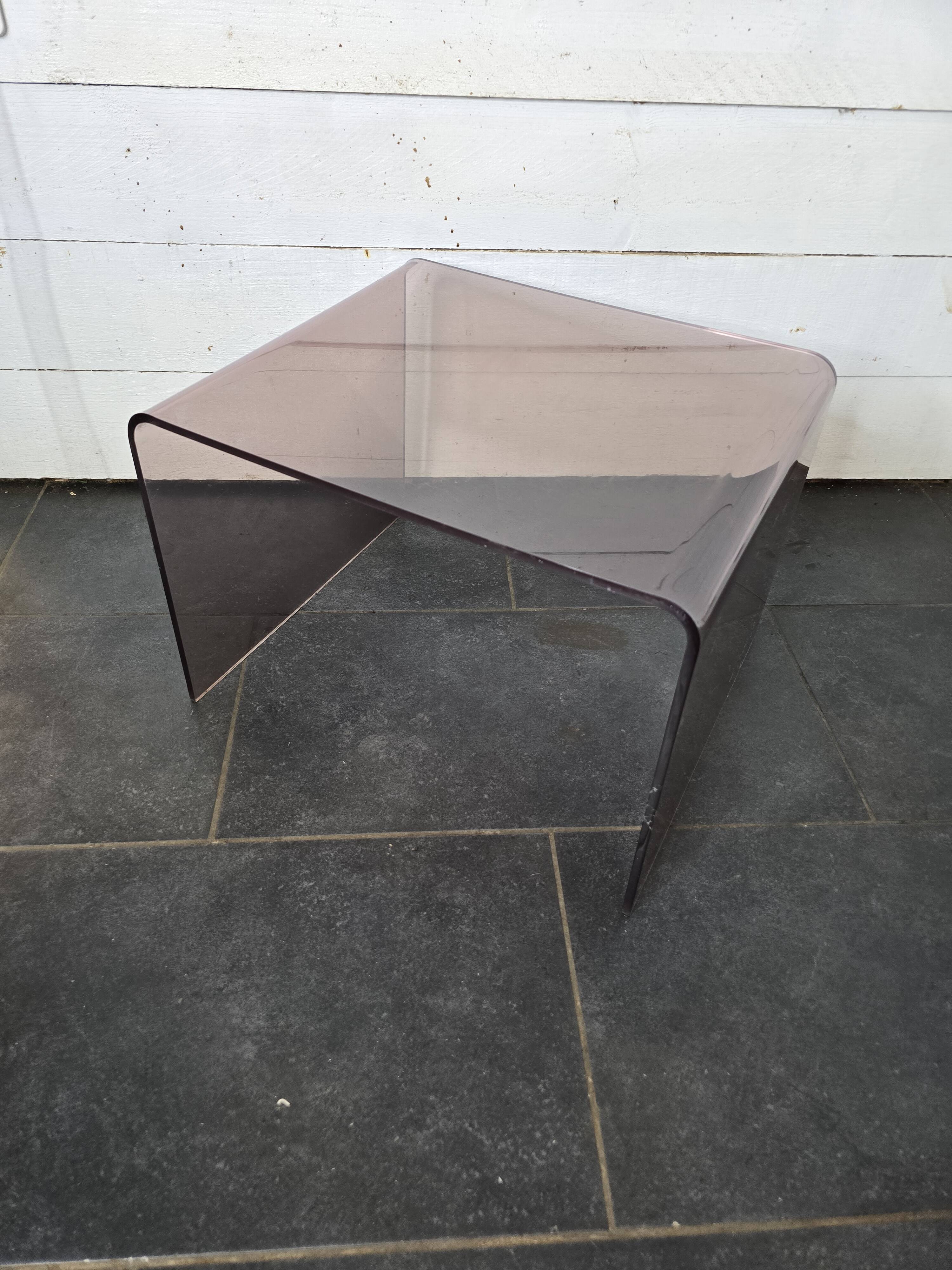 Smoked plexiglass side table from the 70s