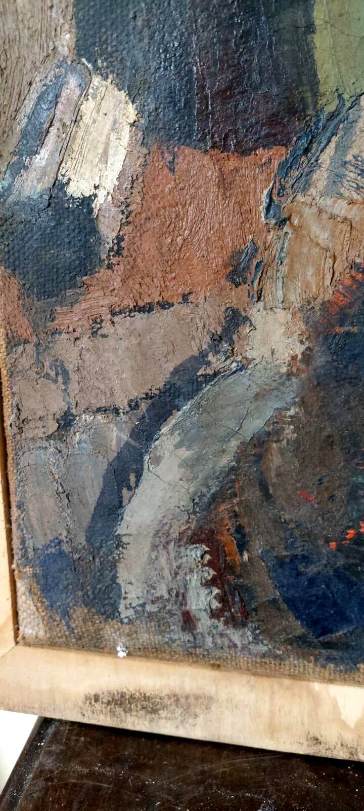 Large oil on canvas Ferruccio Ferri - 1955 - "The Fisherman" canvas 105x75 cm