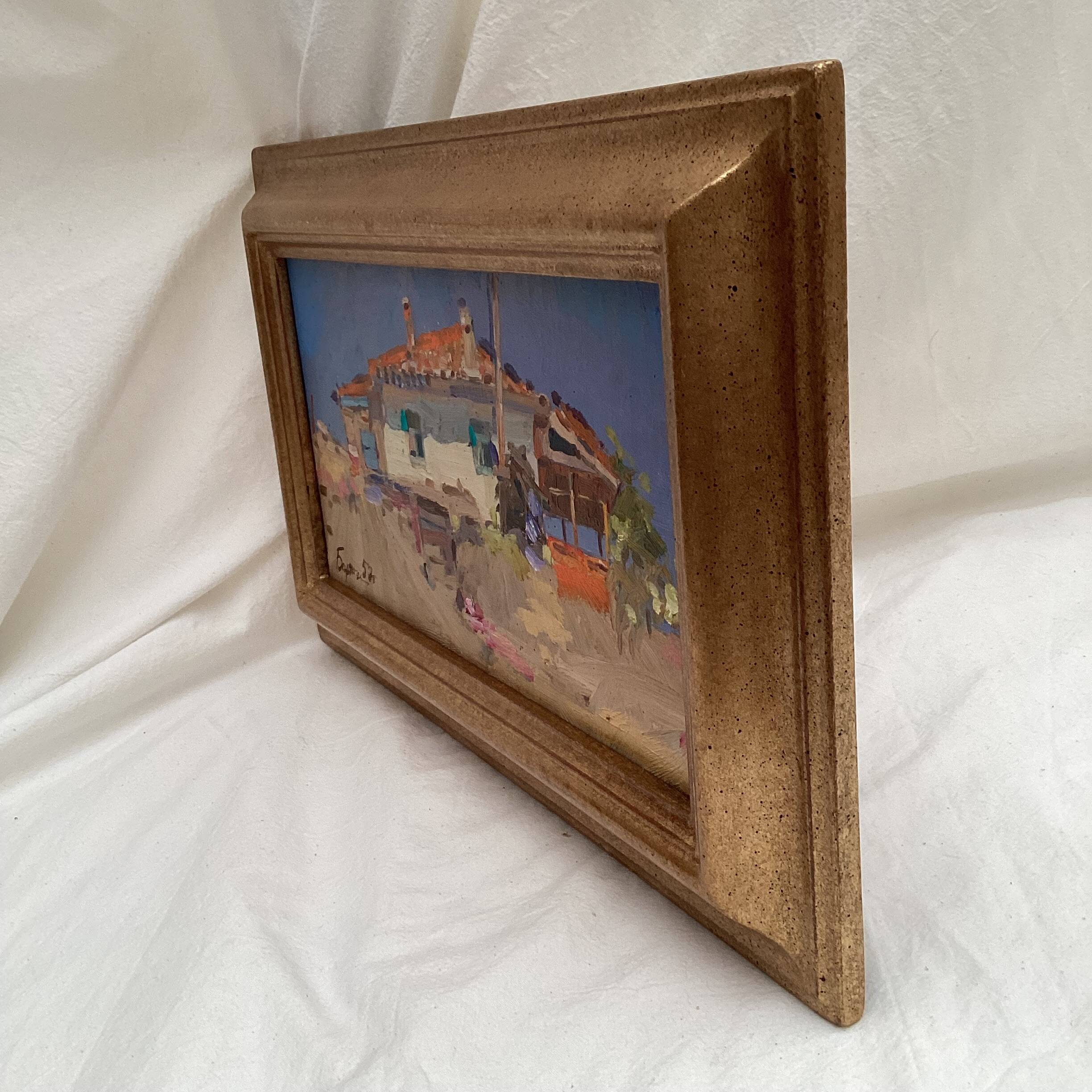 Oil painting on cardboard, dimensions: height -26 cm - width -42 cm -