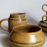 Set coffee cups Sarreguemines sugar bowl and vintage milk pot service"Cottage"