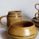 Set coffee cups Sarreguemines sugar bowl and vintage milk pot service"Cottage"