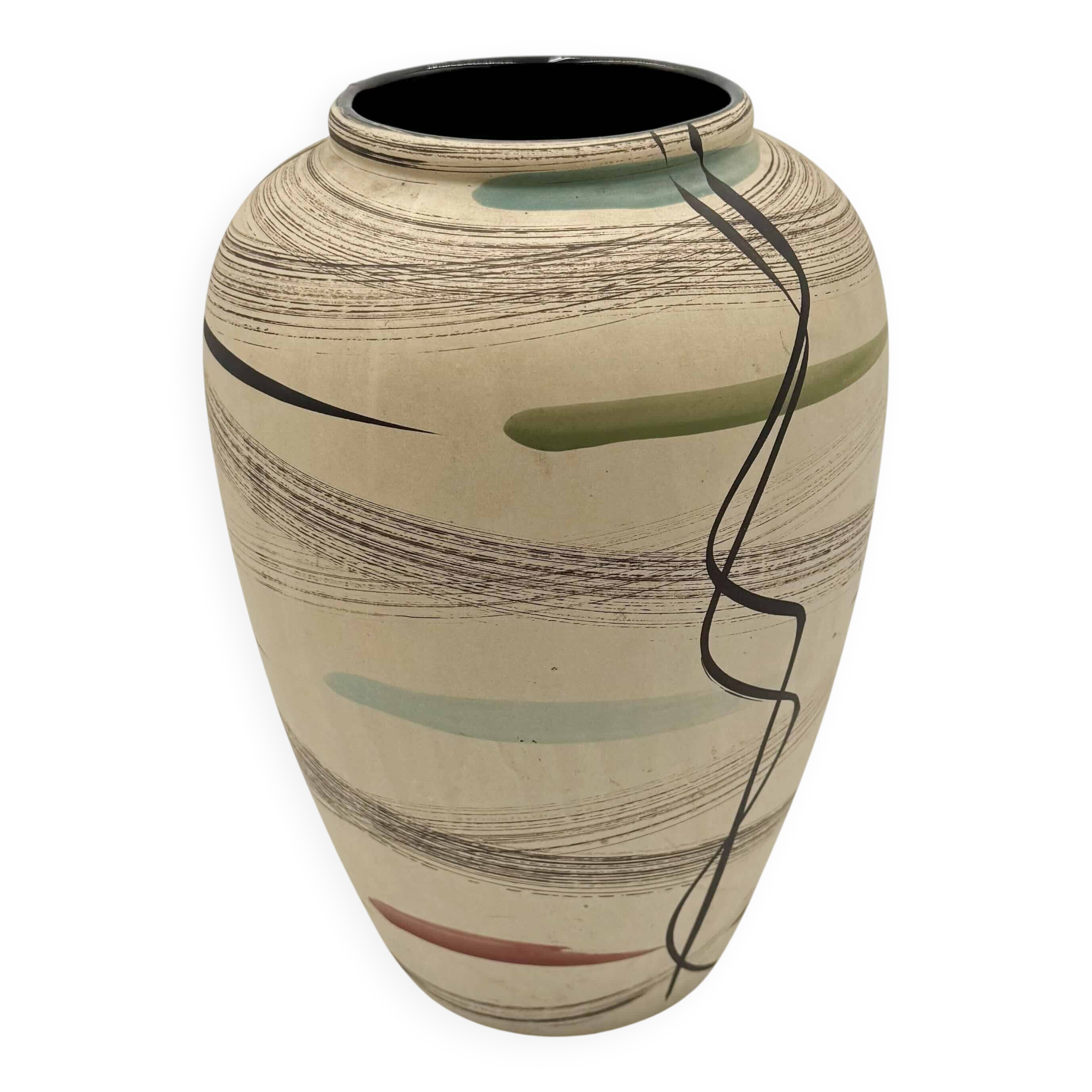Matte ceramic vase with abstract pattern, West Germany, 1950s