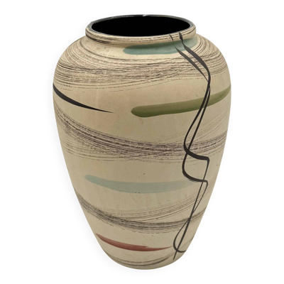 Vase céramique mat motif abstrait West-Germany 50's