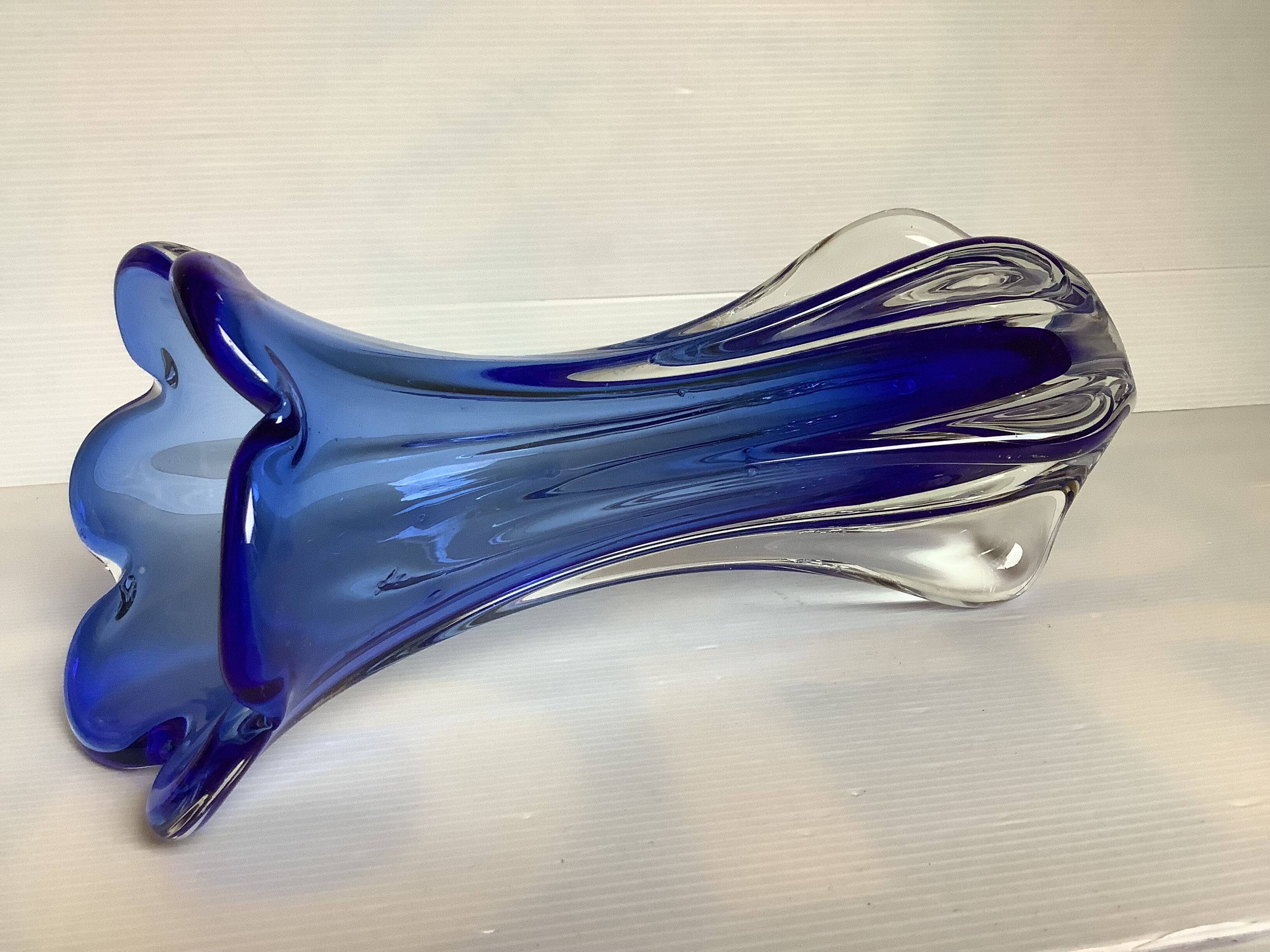 Murano blue corolla vase