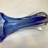 Murano blue corolla vase