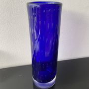 Vintage Scandinavian cobalt blue bubble glass vase from the brand.
