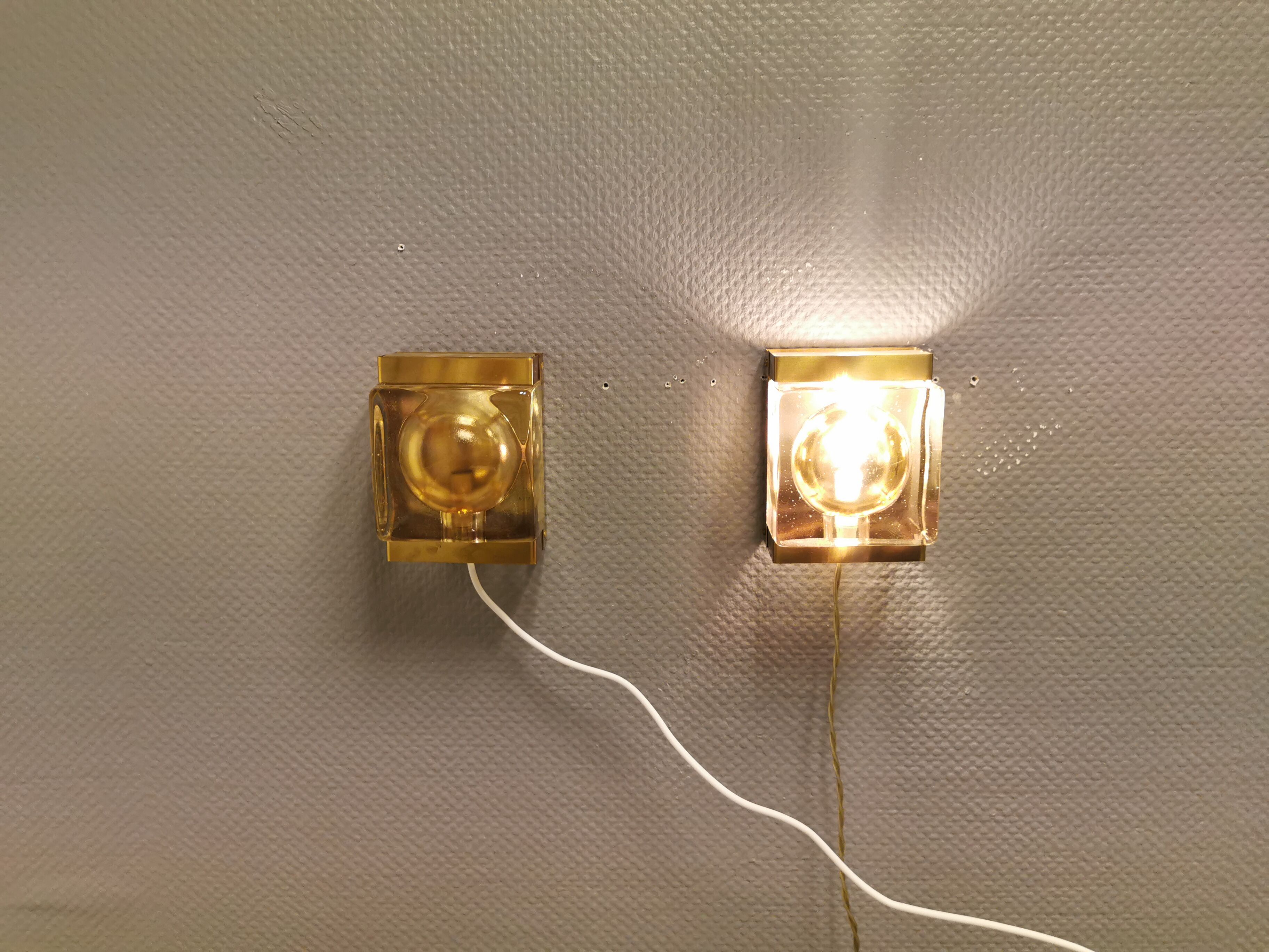 Pair of maritime wall lamps made by Danish Vitrika in the 1960s