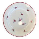 Hollow dish, Senlis model, KG luneville, France, burgundy rose patterns and gray foliage