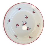 Hollow dish, Senlis model, KG luneville, France, burgundy rose patterns and gray foliage