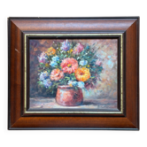 Oil Painting Bouquet of Flowers Impressionist Signed Boucher Wooden Frame