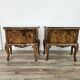 1950s Chippendale bedside tables with black glass