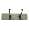 Solid teak coat hook with 2 double cast iron hooks