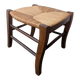 Antique solid wood stool with traditional rush seating – Late 19th century