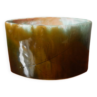 Vase céramique design contemporain fabrication artisanale motif organique tons verts kaki turquoise