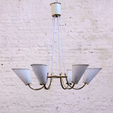 Chandelier 6 fires in perforated metal 50s