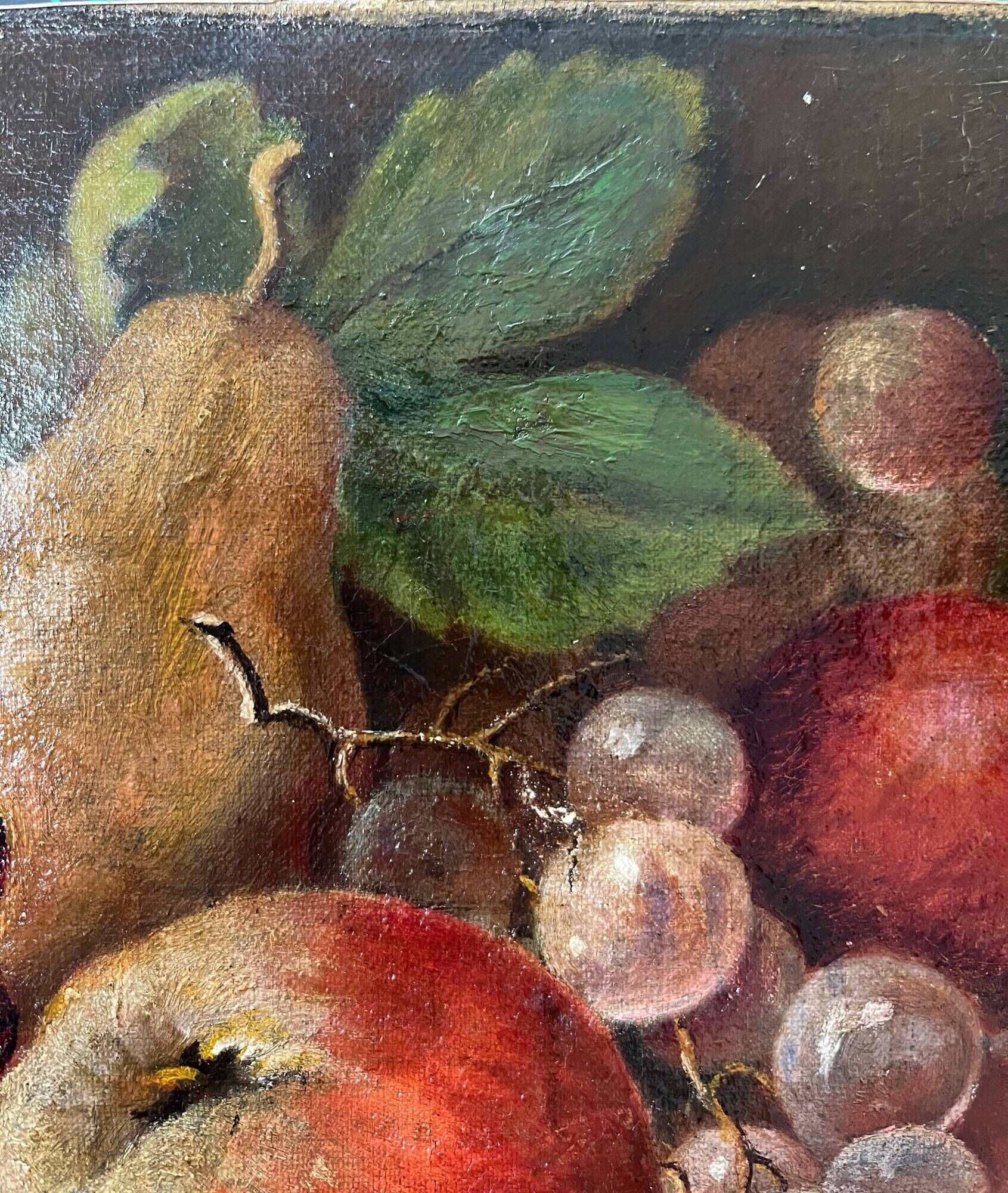 Antique oil painting on canvas "Still Life with Fruit" signed O. Leblond 1922