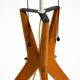 Mid Century Modern tripod walnut wood floor lamp with large fabric shade