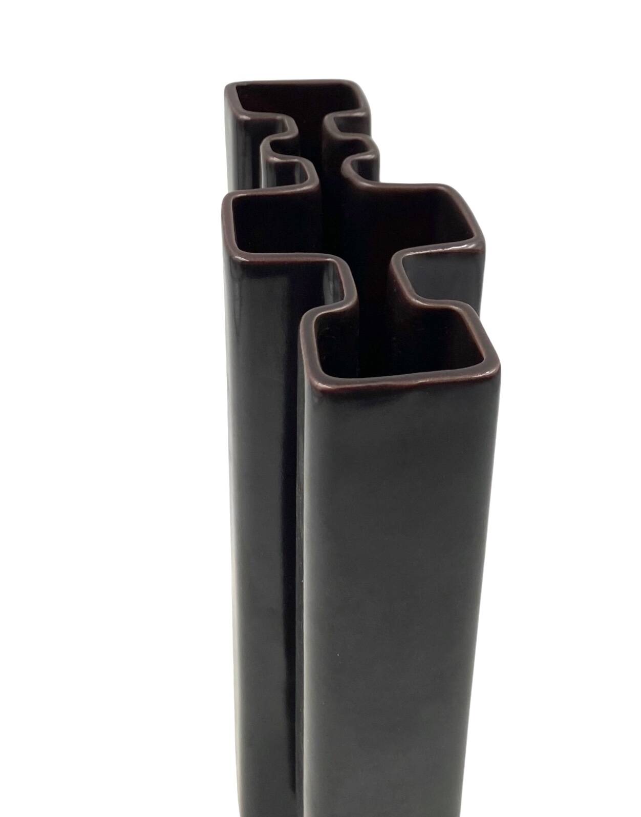 Angelo Mangiarotti, Space age brown ceramic vase, Fratelli Brambilla Italy ca. 1968