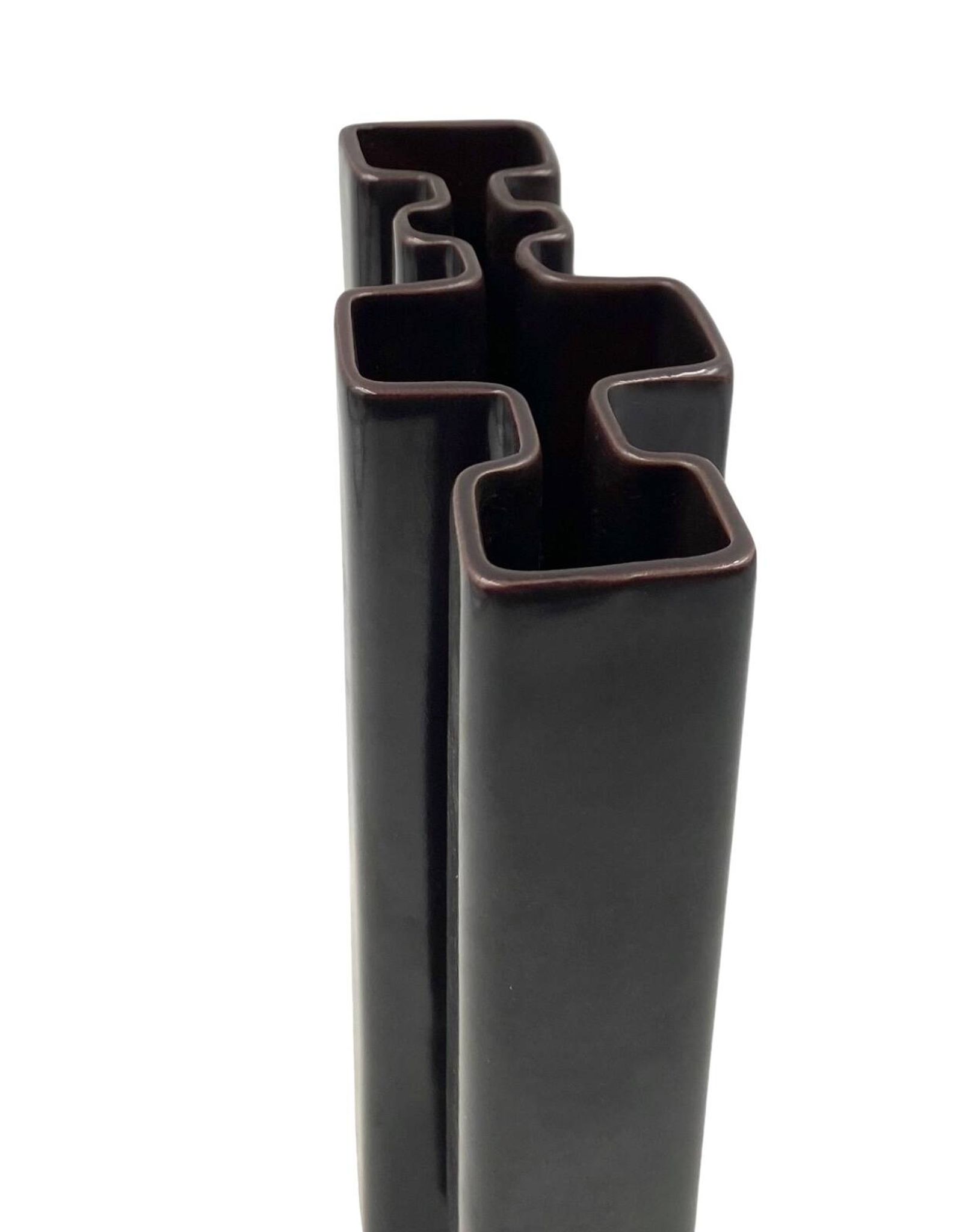 Angelo Mangiarotti, Space age brown ceramic vase, Fratelli Brambilla Italy ca. 1968