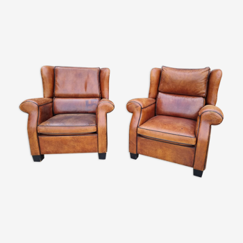 Pair of leather Club armchairs, from the 1980s