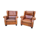 Paire de fauteuils club en cuir des années 1980