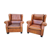 Pair of leather Club armchairs, from the 1980s