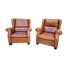 Pair of leather Club armchairs, from the 1980s