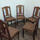 Set of 6 Louis XVI chairs in marquetry wood and caning.