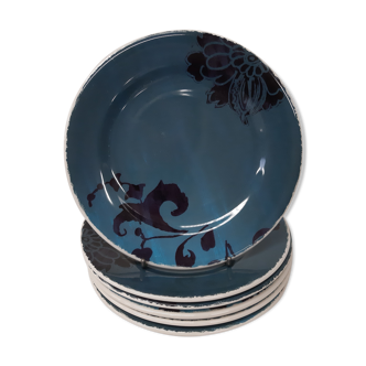 Set of 6 plates dessert indigo