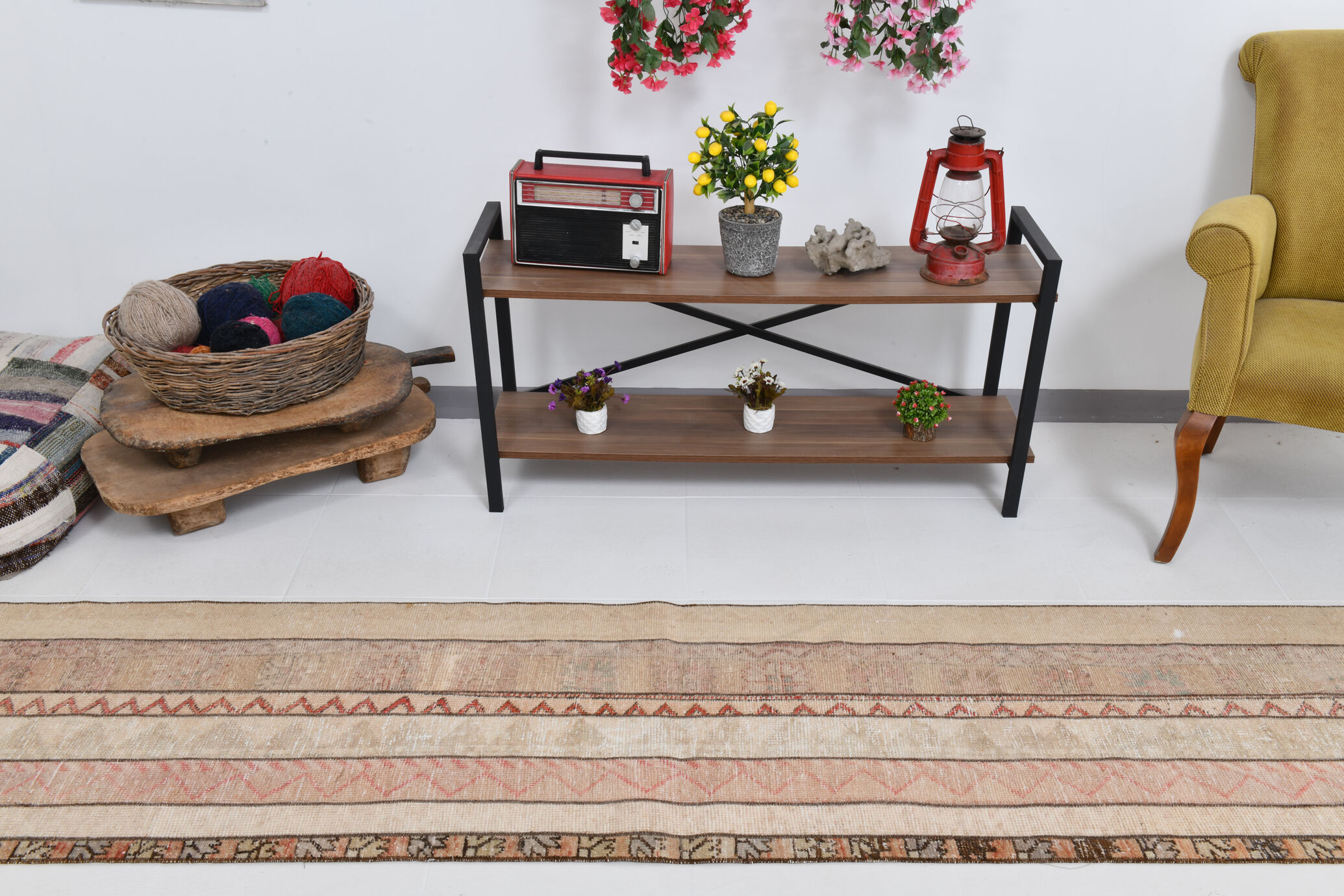 2x10 Narrow Brown Beige Turkish Runner Rug, 69x301Cm