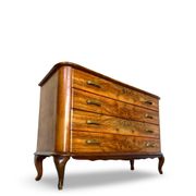 Italian art deco burl walnut chest of drawers, 1930s/1940s