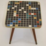 Vintage side table with mosaic tile top 4 sides