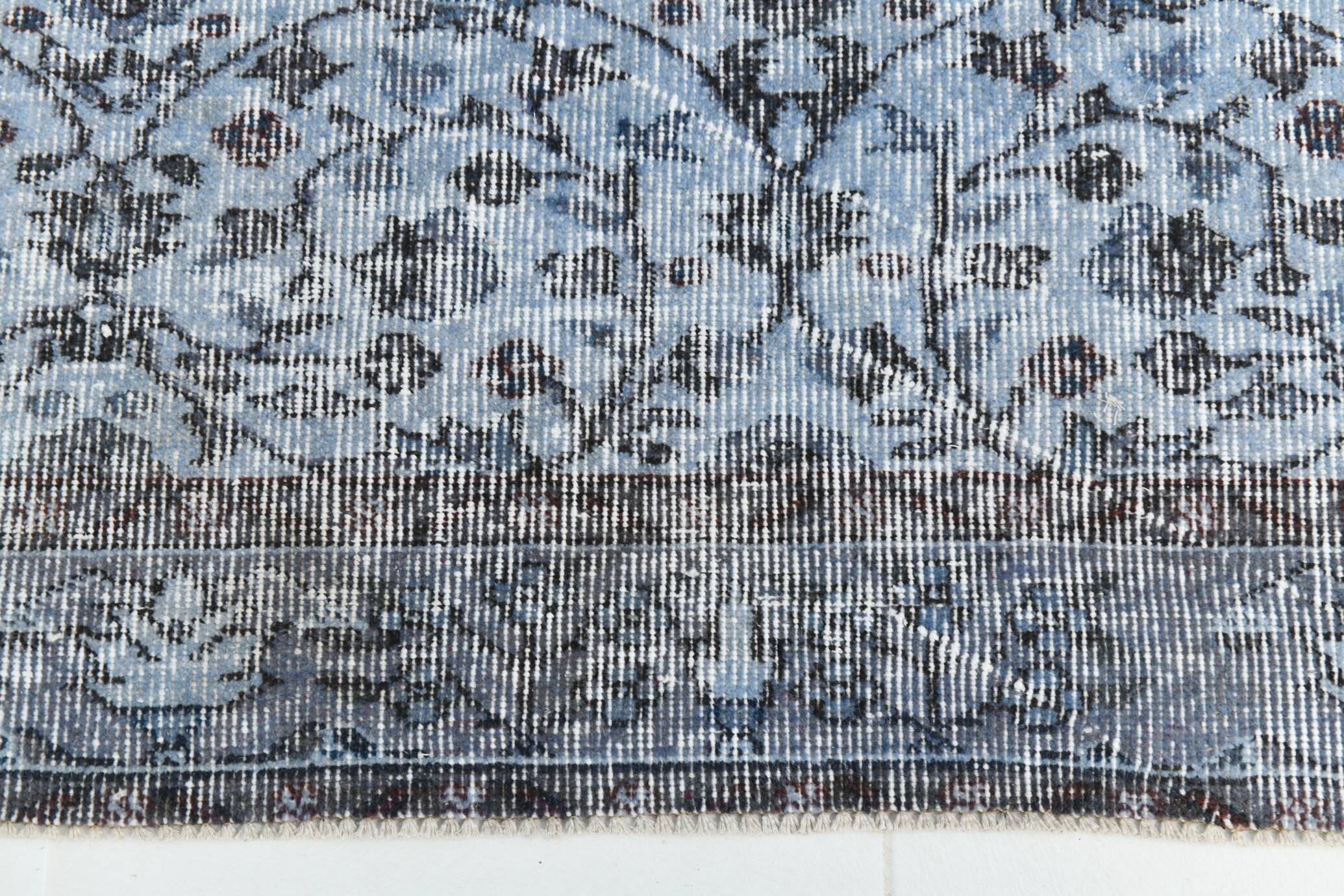 Turkish Rug All-Over Floral Pattern Light Blue Vintage Rug, 157x255Cm