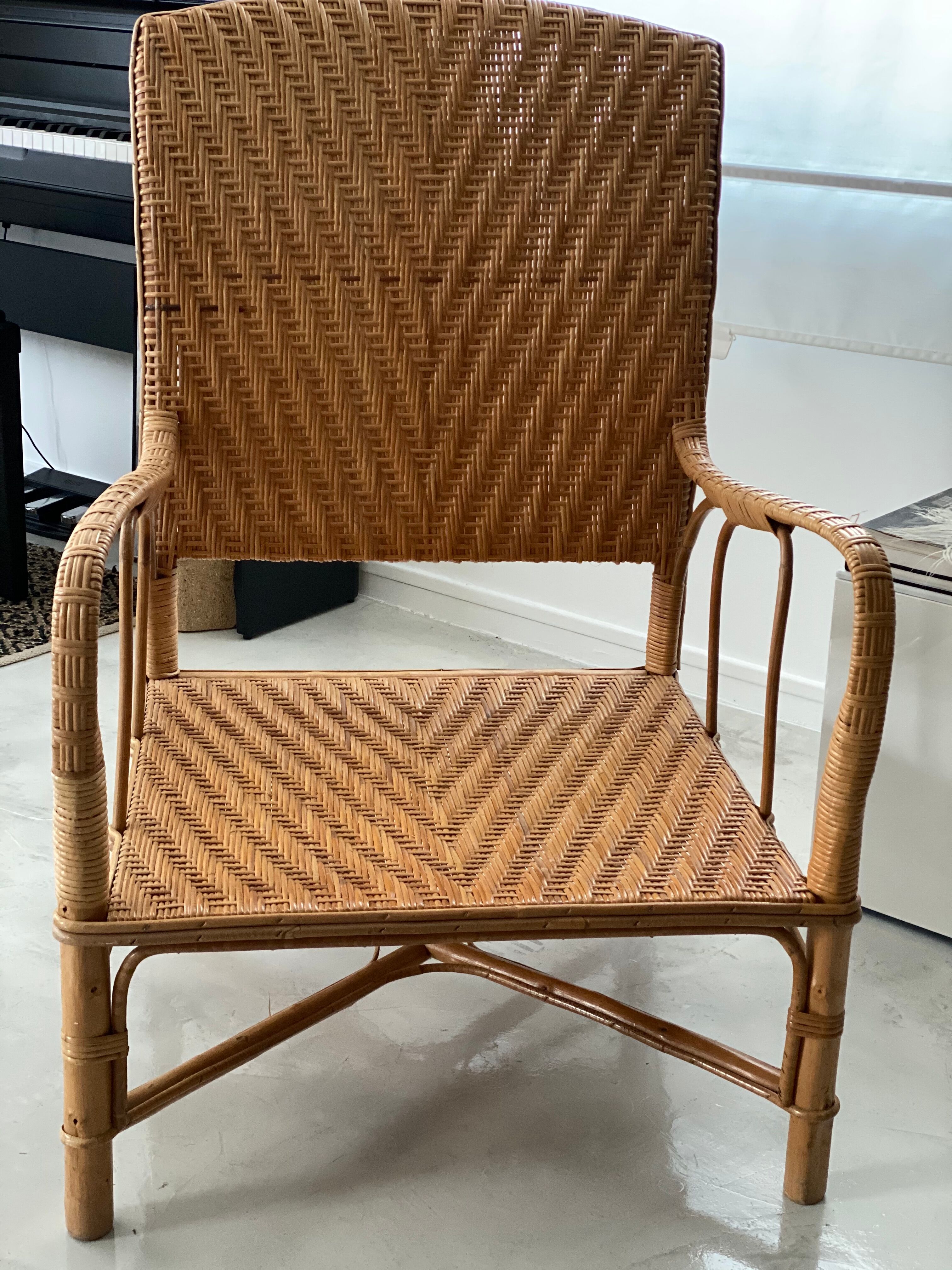 Chevron rattan chair
