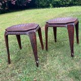 2 antique red stools