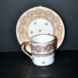 Litron cup from Limoges in porcelain with pink and gold decoration, signed Porcelaine d’Art PP.