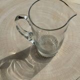 Carafe à anse en verre belle matière pied motifs billes de verre H21