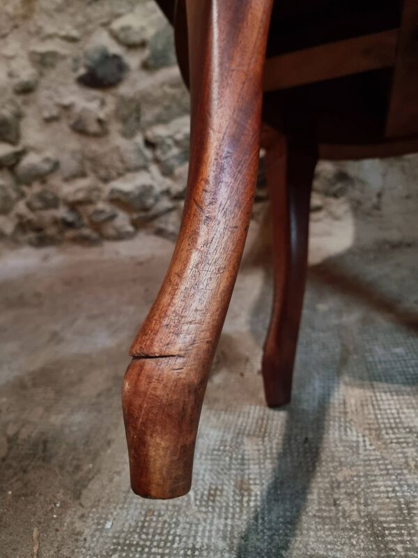 Chaise de bureau ancienne en bois – fauteuil capitaine pivotant – fauteuil en noyer – début 1900
