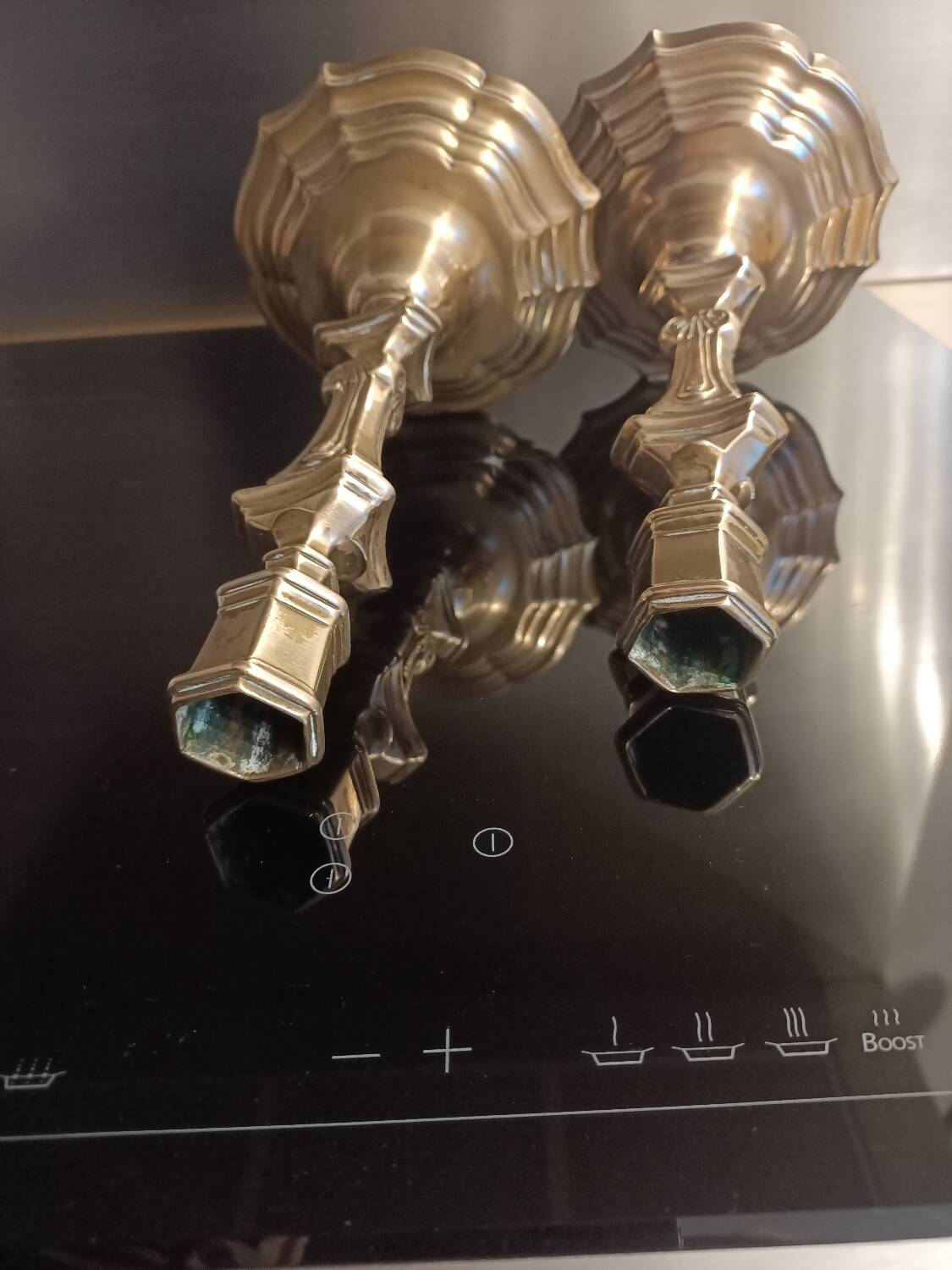 Regency candle holders in gilded bronze