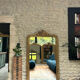 Antique Louis-Philippe fireplace mirror with pediment and beading, 174.5cm