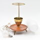 Lamp tripod vintage teak brass opaline
