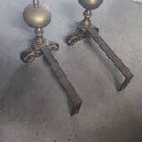 Pair of bronze and steel chenets XIX Holland