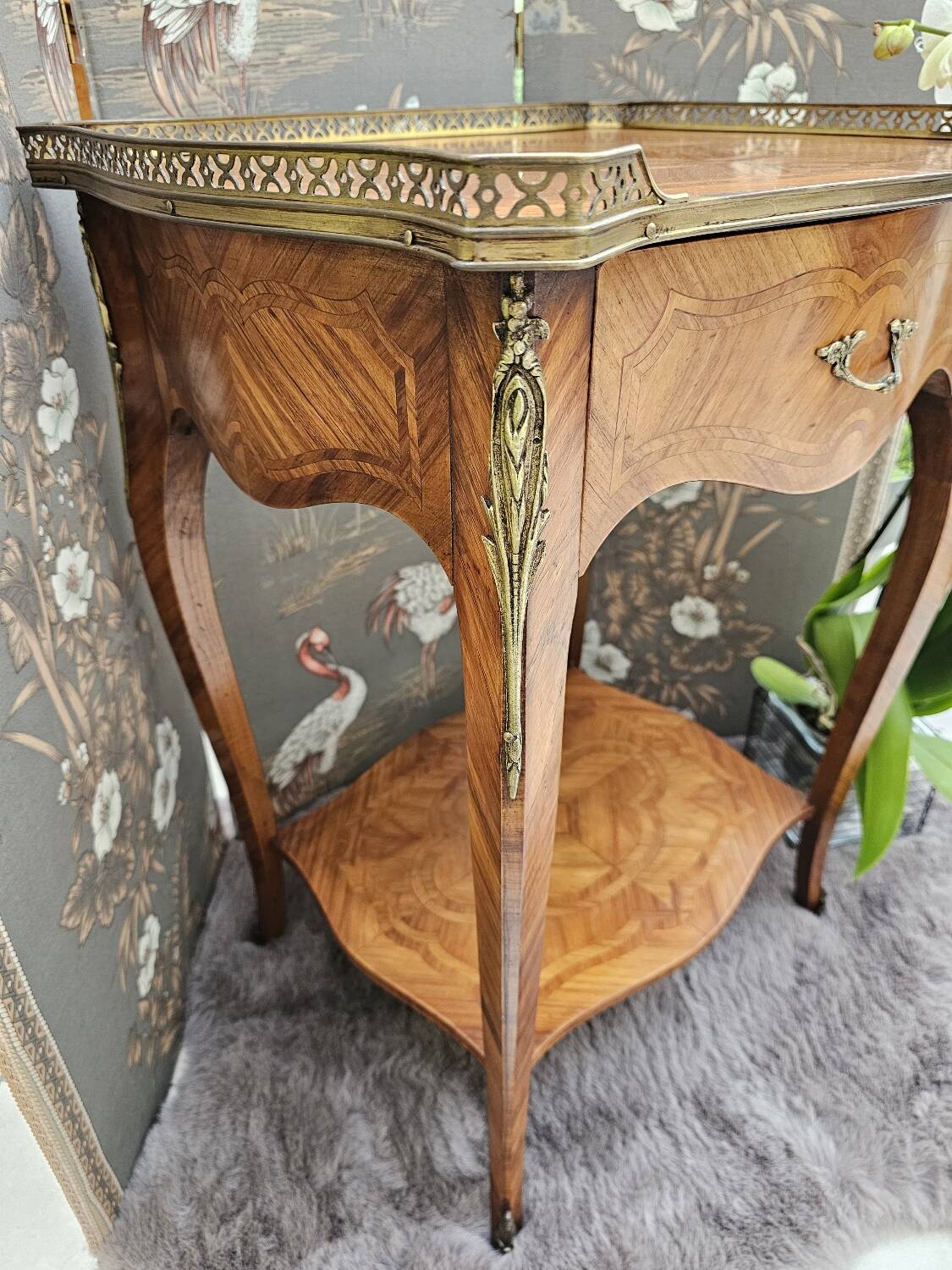 Louis XV style marquetry side table